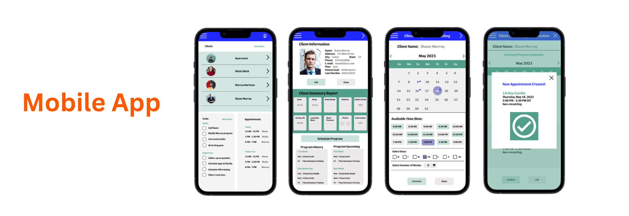 Best Fit mobile app UX screens